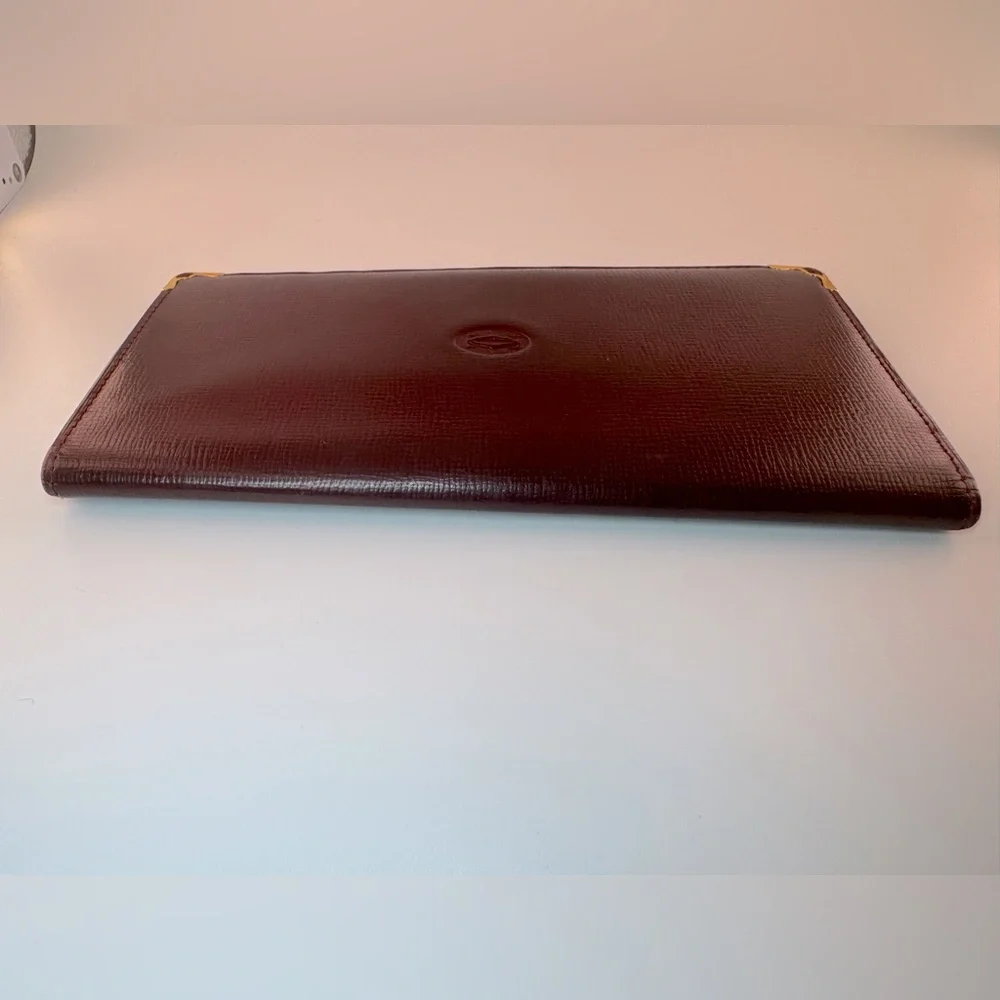Cartier Wallet Long Bifold Wallet Must de Cartier Burgundy Gold Corners Vintage - Picture 12 of 16